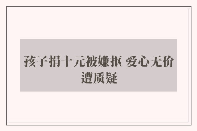 孩子捐十元被嫌抠 爱心无价遭质疑