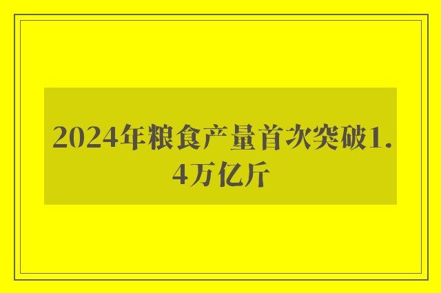 2024年粮食产量首次突破1.4万亿斤