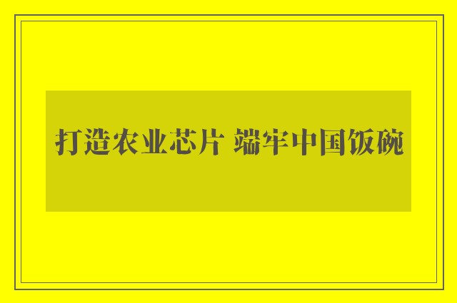 打造农业芯片 端牢中国饭碗