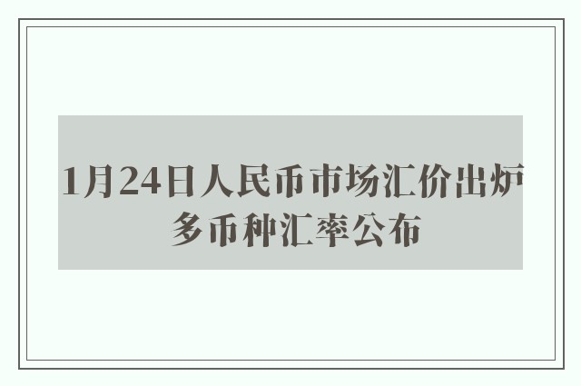 1月24日人民币市场汇价出炉 多币种汇率公布