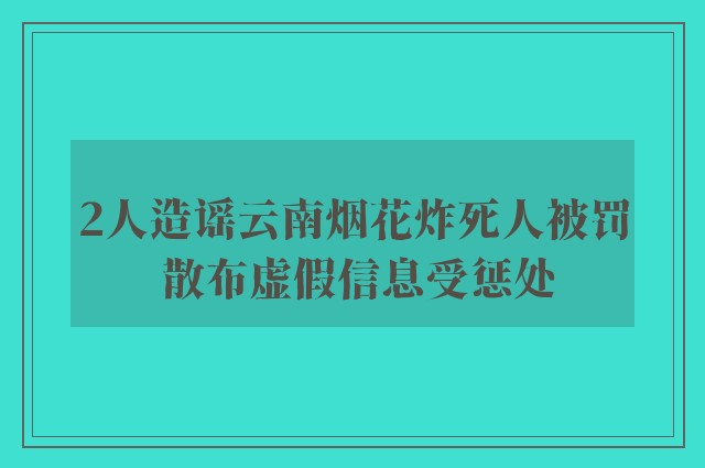 2人造谣云南烟花炸死人被罚 散布虚假信息受惩处