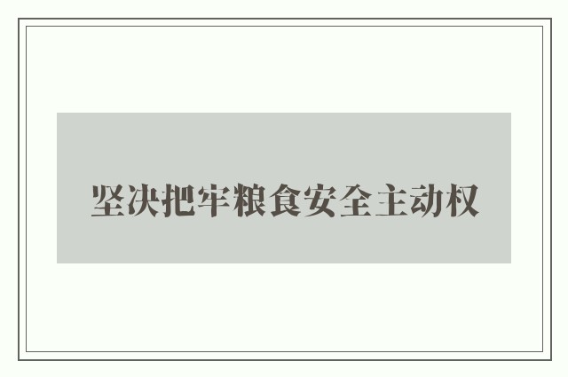 坚决把牢粮食安全主动权