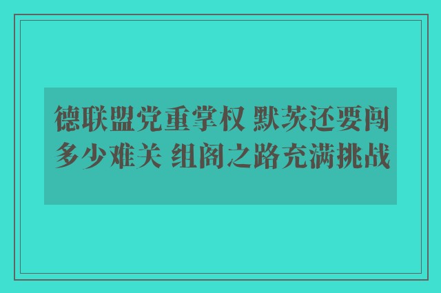 德联盟党重掌权 默茨还要闯多少难关 组阁之路充满挑战